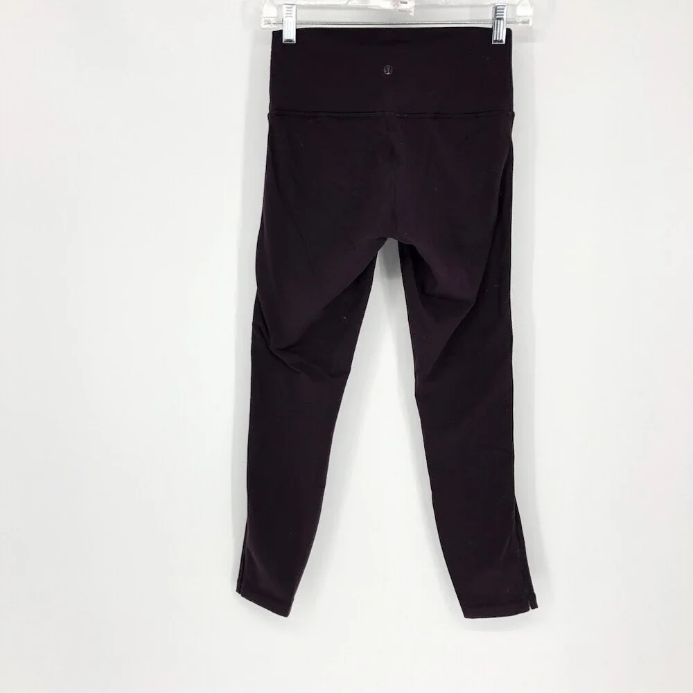 Lululemon Women's Purple Solid Polyester Pull on Mid Rise Activewear Leggings - Picture 6 of 6